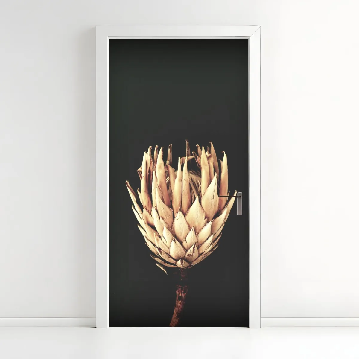 Naklejka na drzwi sucha protea w sepii – Wallissimo® Naklejka na drzwi sucha protea w sepii – Wallissimo®