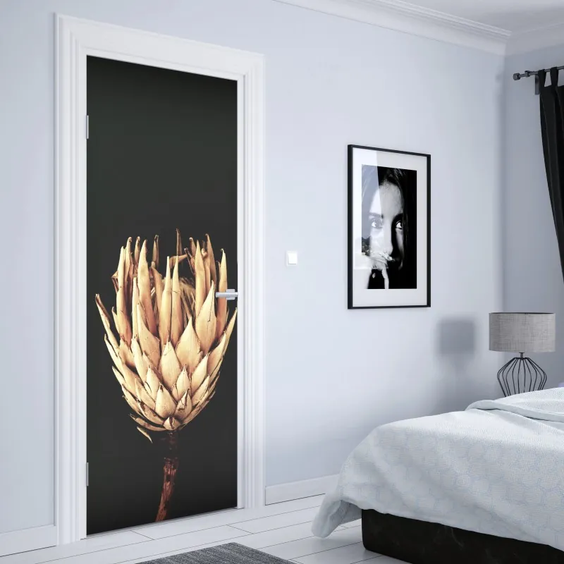 Naklejka na drzwi elegancki beżowy wzór damask – Wallissimo®