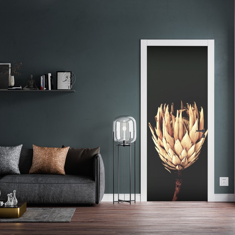 Naklejka na drzwi sucha protea w sepii – Wallissimo® Naklejka na drzwi sucha protea w sepii – Wallissimo®