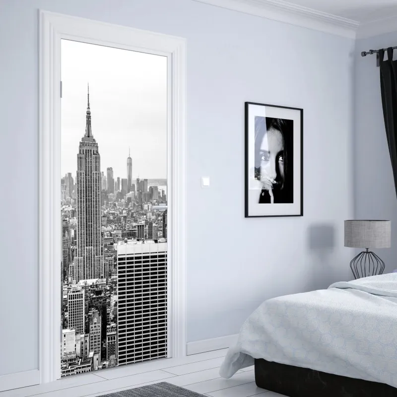 Naklejka na drzwi czarny marmur z żyłami – Wallissimo®