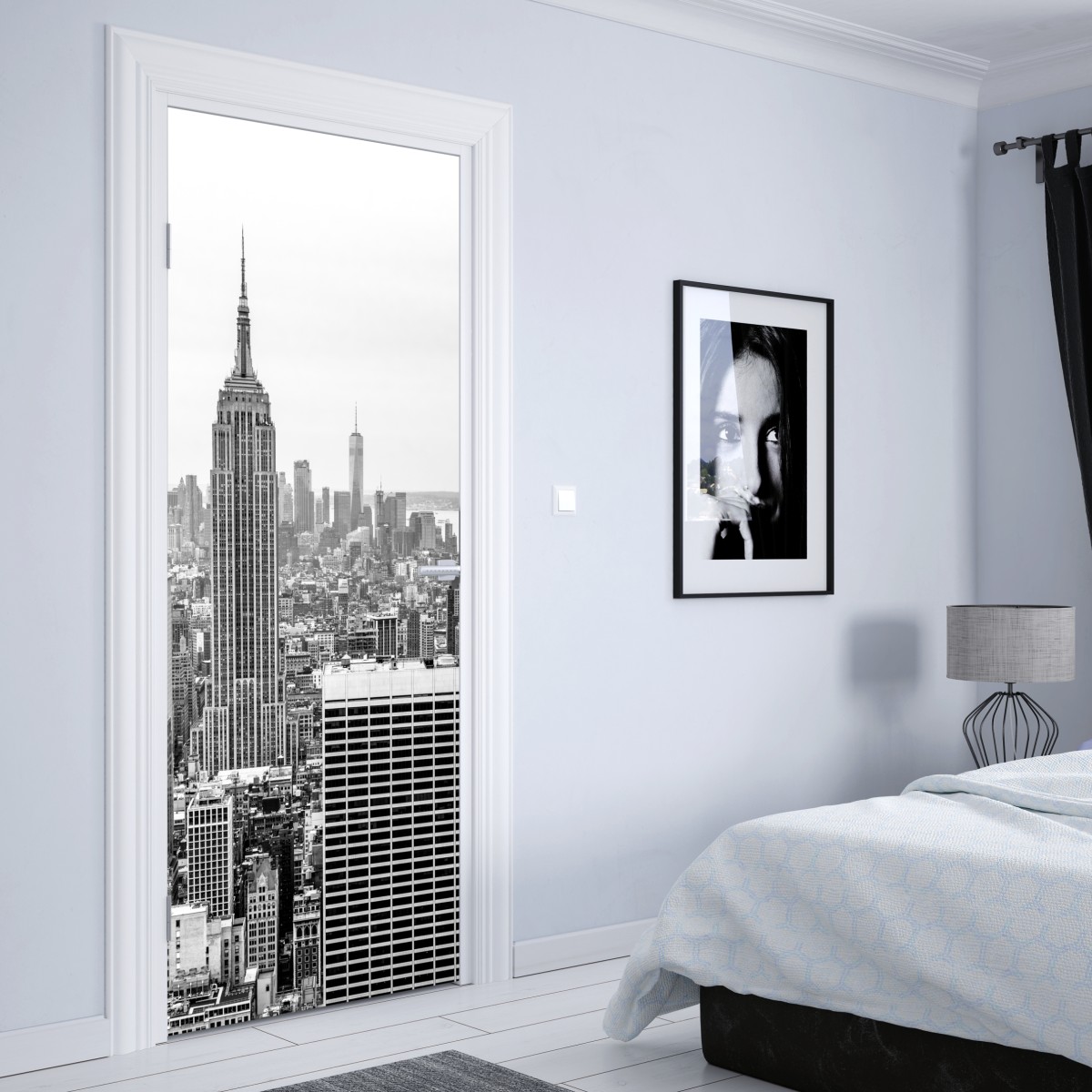 Naklejka na drzwi ponadczasowa panorama Nowego Jorku z Empire State Building – Wallissimo® Naklejka na drzwi ponadczasowa panorama Nowego Jorku z Empire State Building – Wallissimo®