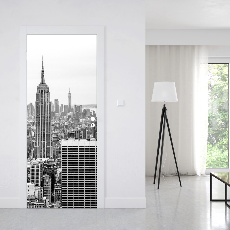 Naklejka na drzwi ponadczasowa panorama Nowego Jorku z Empire State Building – Wallissimo® Naklejka na drzwi ponadczasowa panorama Nowego Jorku z Empire State Building – Wallissimo®