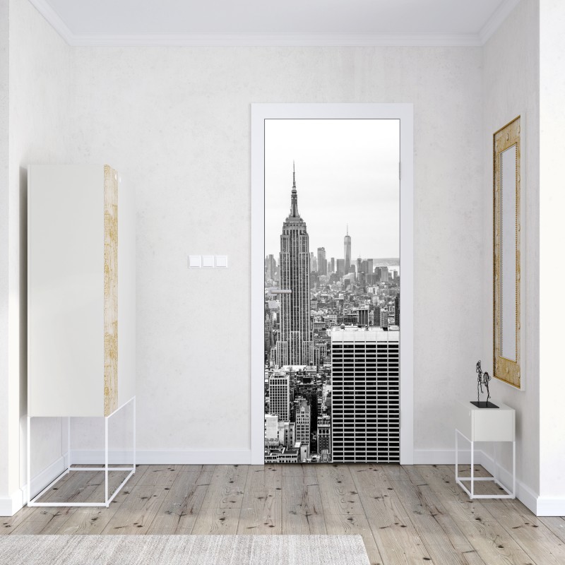 Naklejka na drzwi ponadczasowa panorama Nowego Jorku z Empire State Building – Wallissimo® Naklejka na drzwi ponadczasowa panorama Nowego Jorku z Empire State Building – Wallissimo®