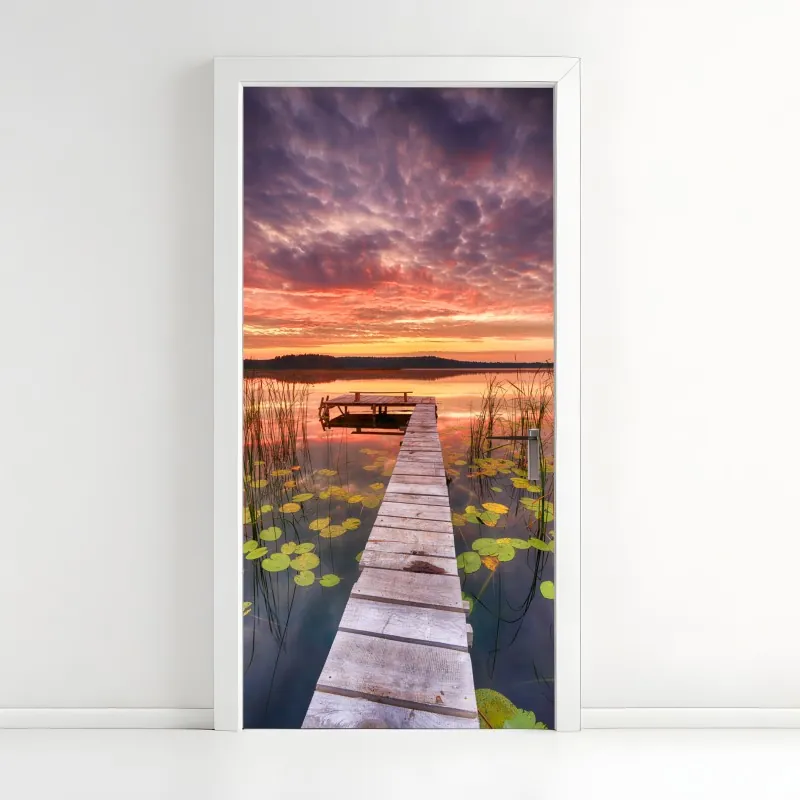 Naklejka na drzwi intensywny pomarańczowy przepływ – Wallissimo®