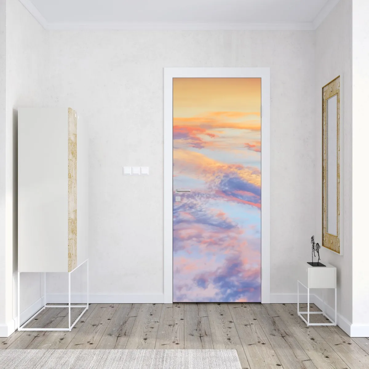 Naklejka na drzwi spokojne pastelowe niebo o wschodzie słońca – Wallissimo® Naklejka na drzwi spokojne pastelowe niebo o wschodzie słońca – Wallissimo®
