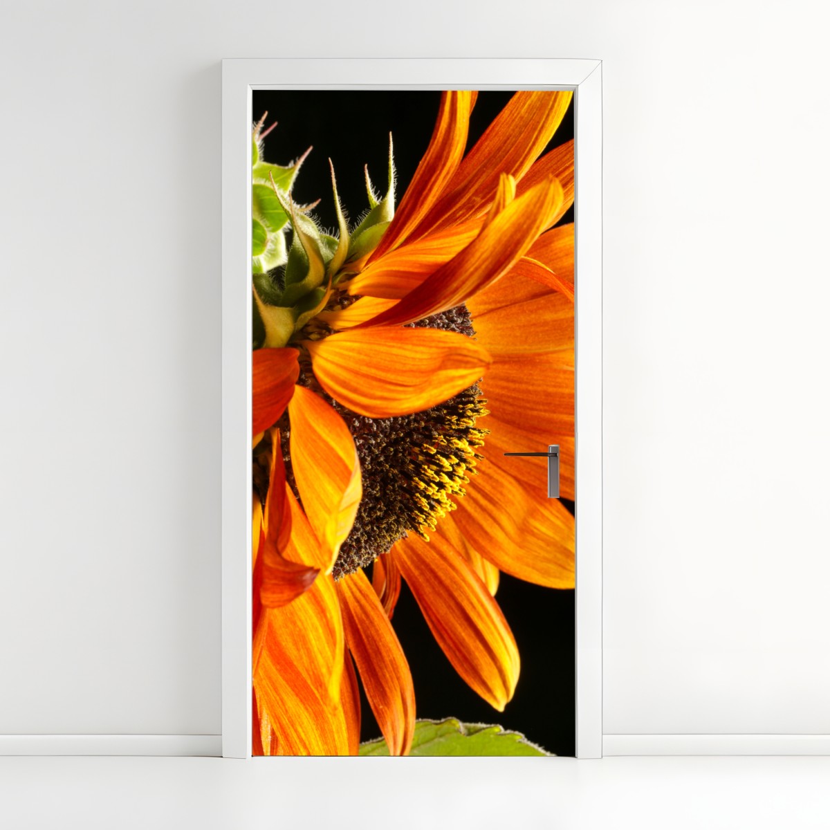 Door sticker vibrant orange sunflower close-up – Wallissimo®