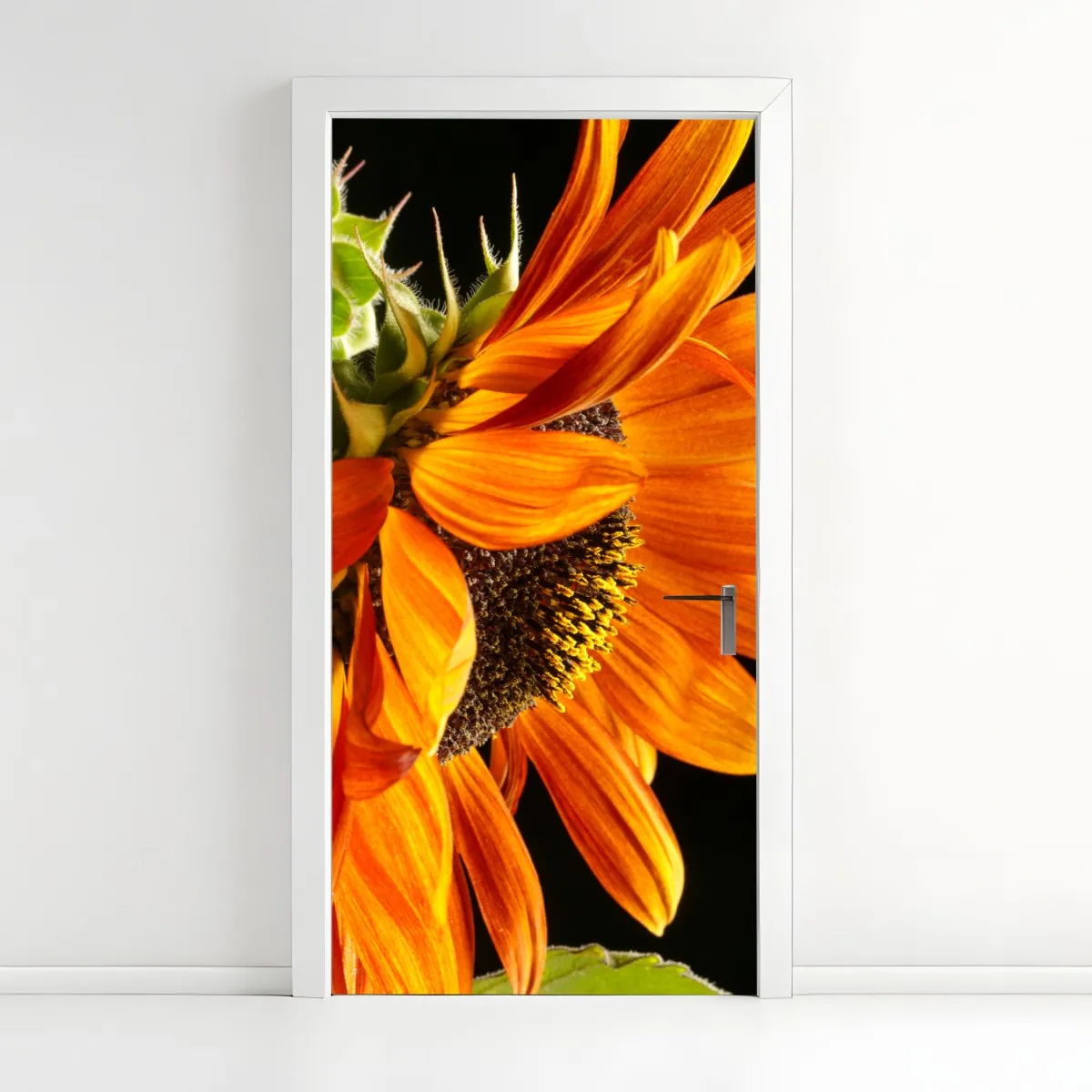 Naklejka na drzwi intensywny pomarańczowy słonecznik zbliżenie – Wallissimo® Naklejka na drzwi intensywny pomarańczowy słonecznik zbliżenie – Wallissimo®