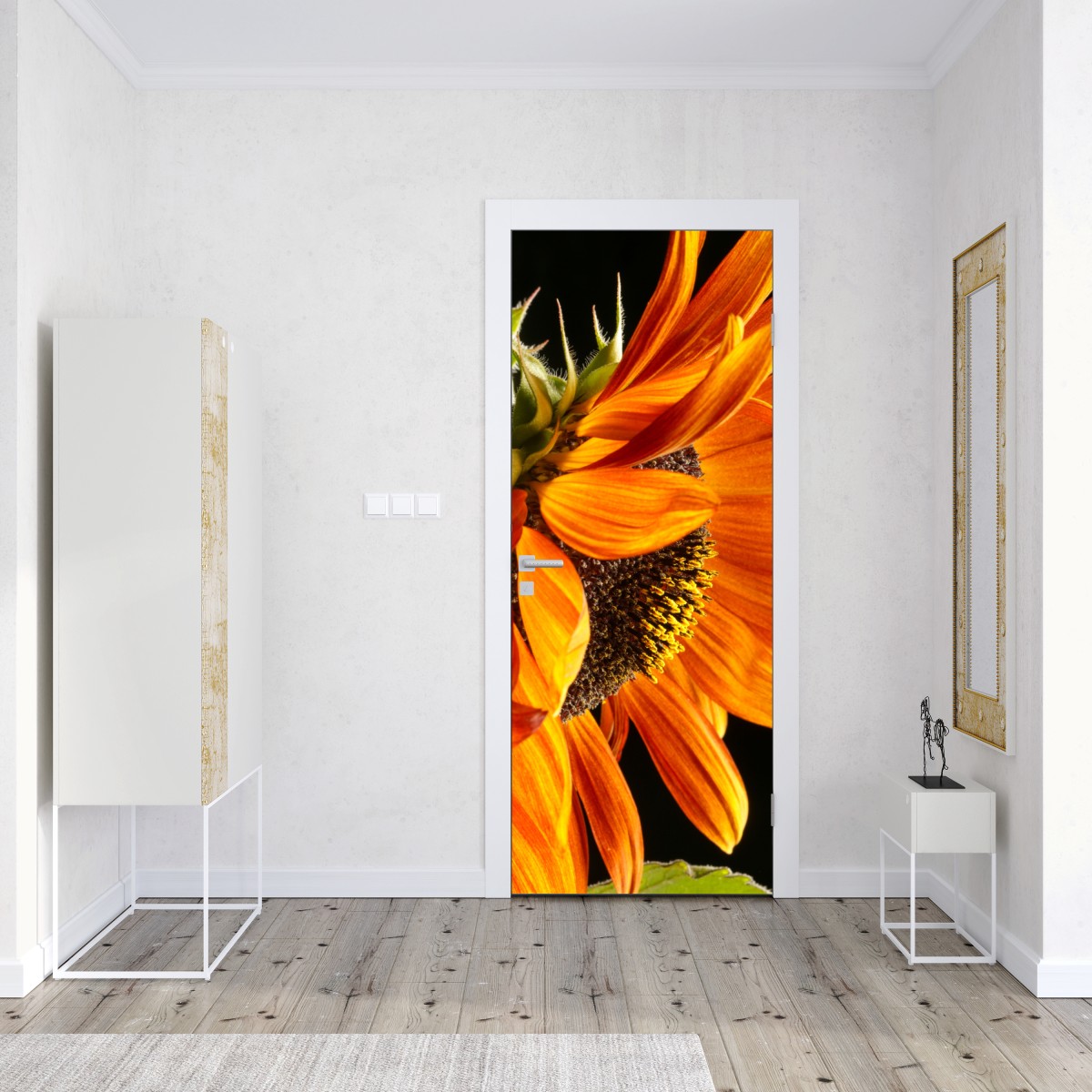 Naklejka na drzwi intensywny pomarańczowy słonecznik zbliżenie – Wallissimo® Naklejka na drzwi intensywny pomarańczowy słonecznik zbliżenie – Wallissimo®