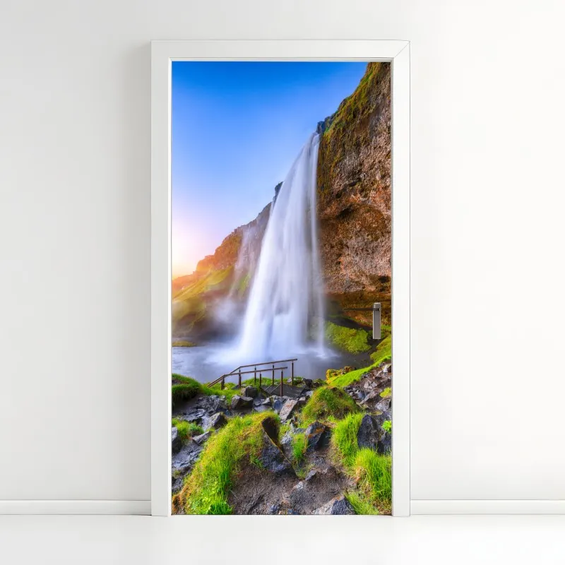 Naklejka na drzwi złoty geometryczny wzór z kołami – Wallissimo®