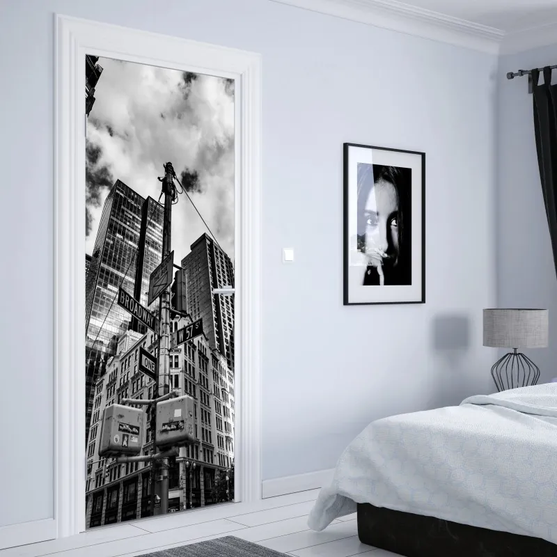 Naklejka na drzwi tropikalny wzór z tukanem i kwiatami – Wallissimo®