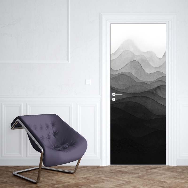 Naklejka na drzwi monochromatyczne warstwowe góry – Wallissimo® Naklejka na drzwi monochromatyczne warstwowe góry – Wallissimo®