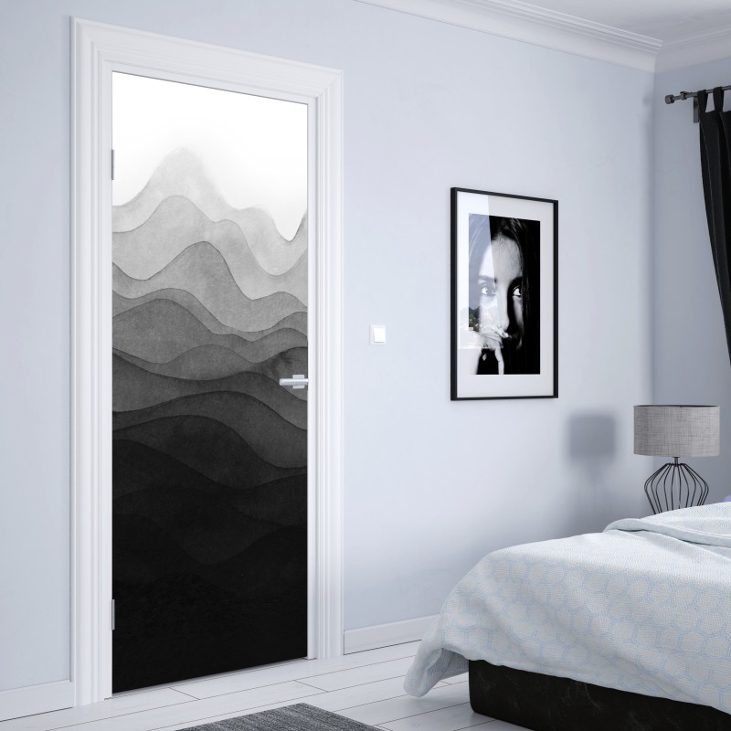 Naklejka na drzwi monochromatyczne warstwowe góry – Wallissimo® Naklejka na drzwi monochromatyczne warstwowe góry – Wallissimo®