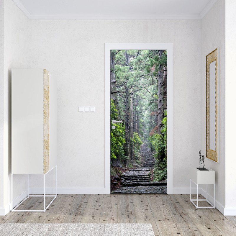 Naklejka na drzwi wzór kratki z diamentami na beżowym tle – Wallissimo®