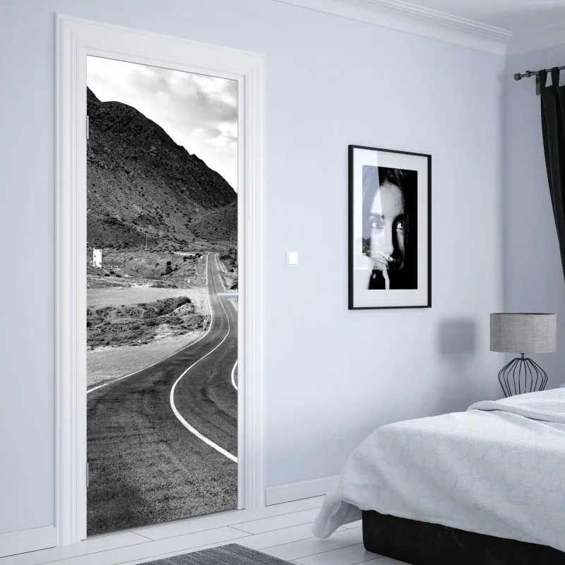 Naklejka na drzwi tropikalny wzór strelicji – Wallissimo®