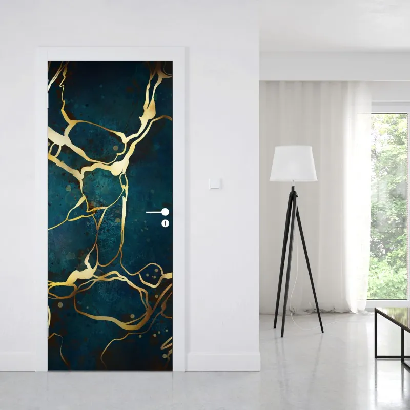 Naklejka na drzwi Edynburg panorama z zamkiem i wieżą zegarową – Wallissimo®