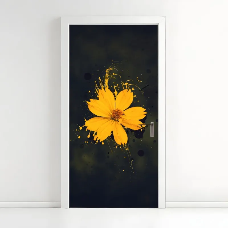 Naklejka na drzwi monochromatyczny marmur atramentowy abstrakcja – Wallissimo®