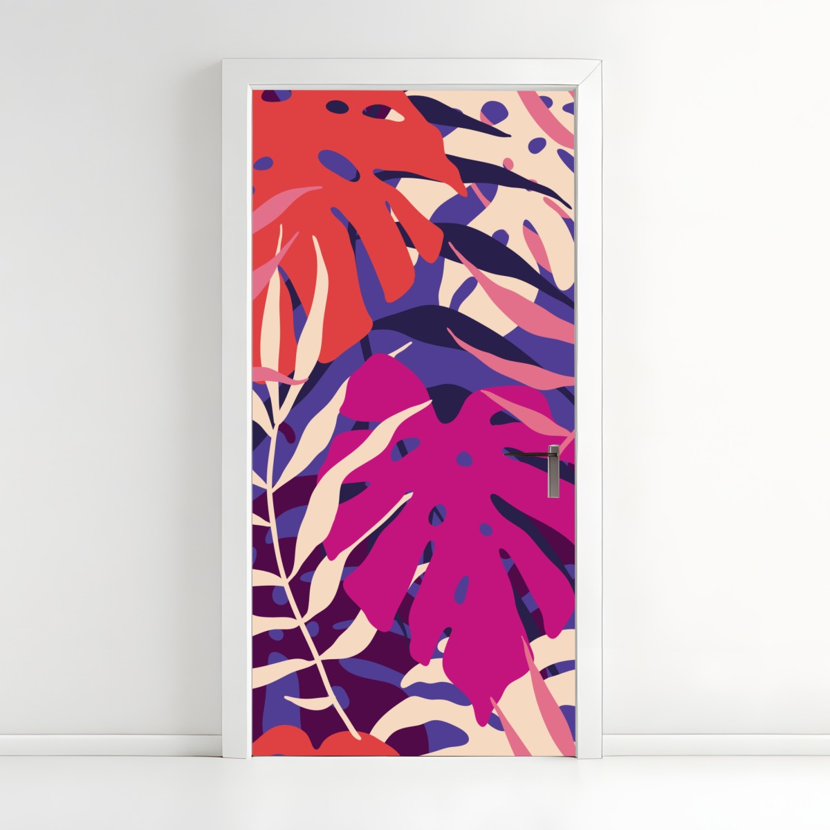 Door sticker pastel tropical leaf design – Wallissimo®