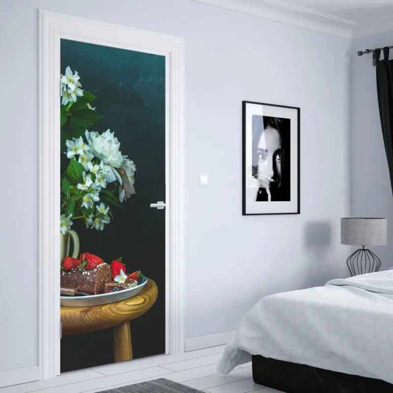 Naklejka na drzwi słoneczna żółta uliczka w Rethymno, Kreta – Wallissimo®