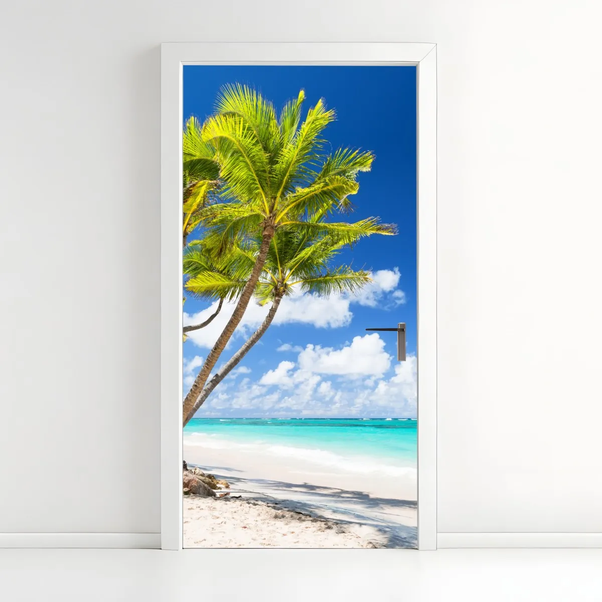 Naklejka na drzwi tropikalna plaża z palmami w Punta Cana – Wallissimo® Naklejka na drzwi tropikalna plaża z palmami w Punta Cana – Wallissimo®