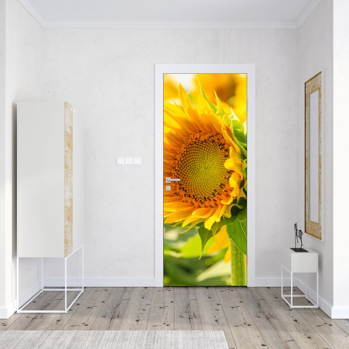 Naklejka na drzwi zbliżenie słonecznika – Wallissimo® Naklejka na drzwi zbliżenie słonecznika – Wallissimo®