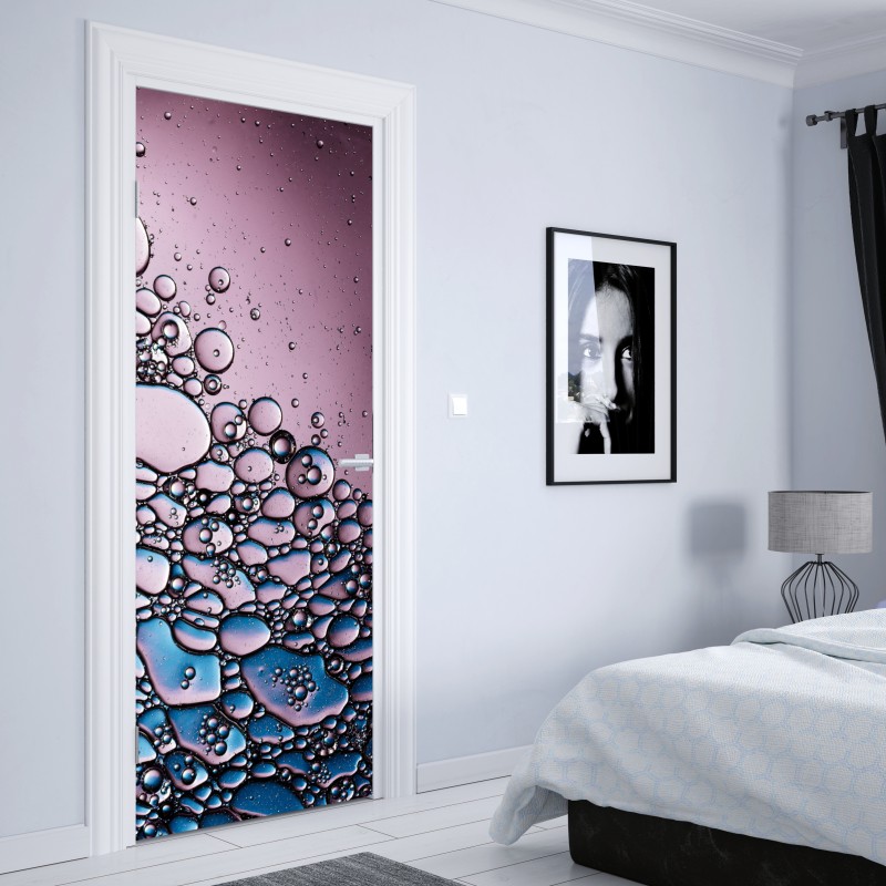 Naklejka na drzwi fioletowy abstrakcyjny wzór z bąbelkami – Wallissimo® Naklejka na drzwi fioletowy abstrakcyjny wzór z bąbelkami – Wallissimo®