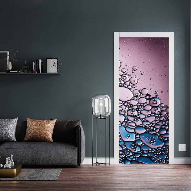Naklejka na drzwi fioletowy abstrakcyjny wzór z bąbelkami – Wallissimo® Naklejka na drzwi fioletowy abstrakcyjny wzór z bąbelkami – Wallissimo®