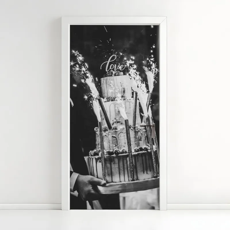 Naklejka na drzwi delikatny niebieski wzór botaniczny – Wallissimo®