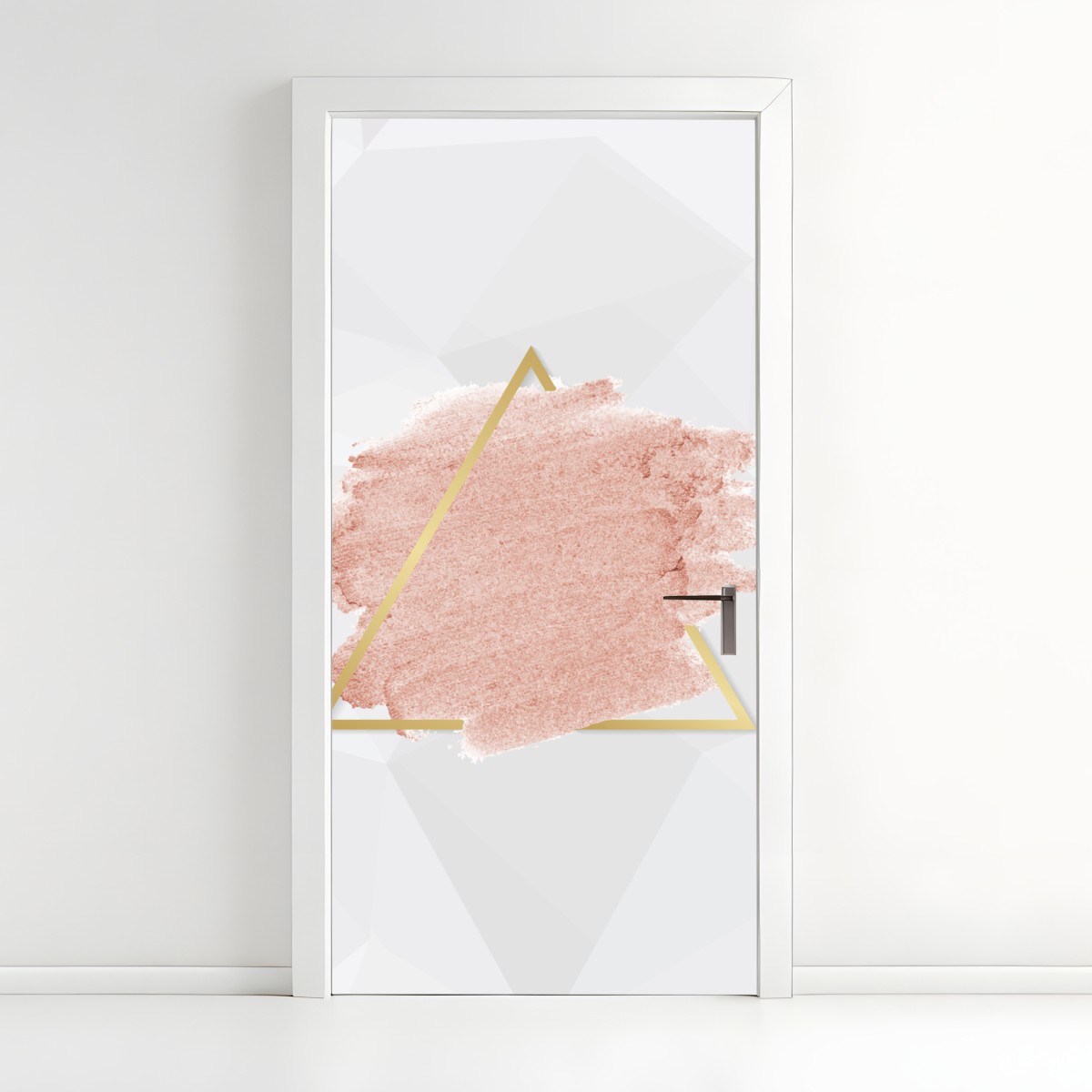 Door sticker pastel pink triangle abstract art – Wallissimo®