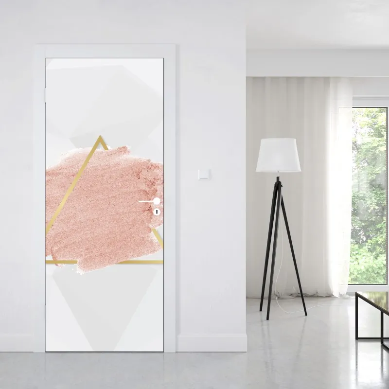 Naklejka na drzwi wzór damaskowy w odcieniach złota i granatu – Wallissimo®