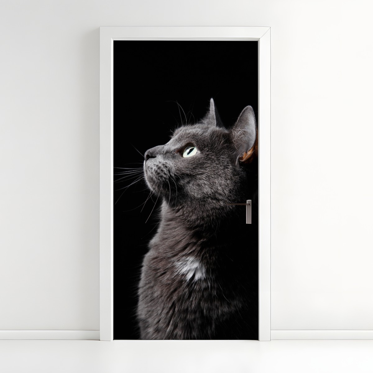 Door sticker elegant gray cat portrait – Wallissimo®