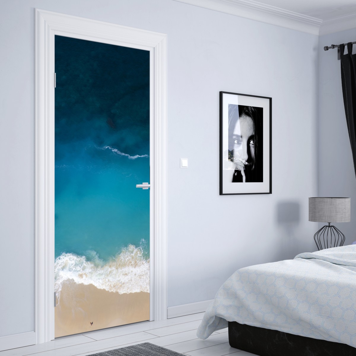 Naklejka na drzwi powietrzny widok turkusowej plaży na Nusa Penida – Wallissimo® Naklejka na drzwi powietrzny widok turkusowej plaży na Nusa Penida – Wallissimo®