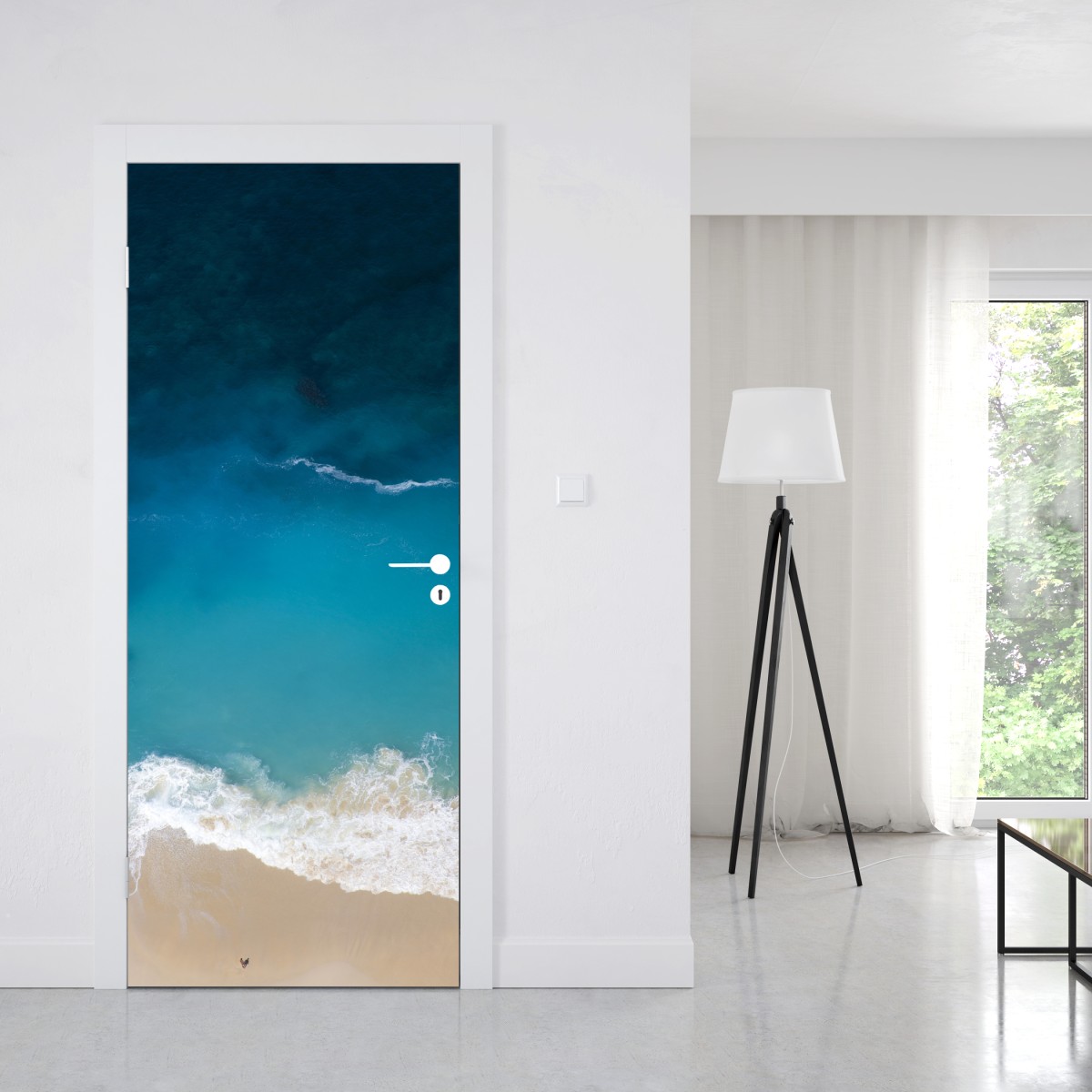 Naklejka na drzwi powietrzny widok turkusowej plaży na Nusa Penida – Wallissimo® Naklejka na drzwi powietrzny widok turkusowej plaży na Nusa Penida – Wallissimo®