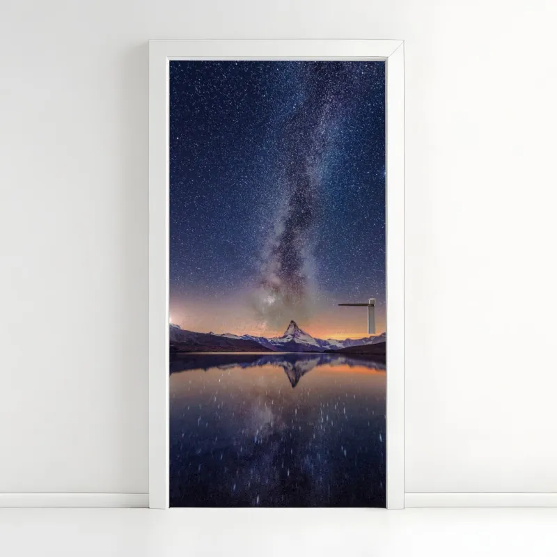 Naklejka na drzwi majestatyczne odbicie Alp przy Bachalpsee – Wallissimo®