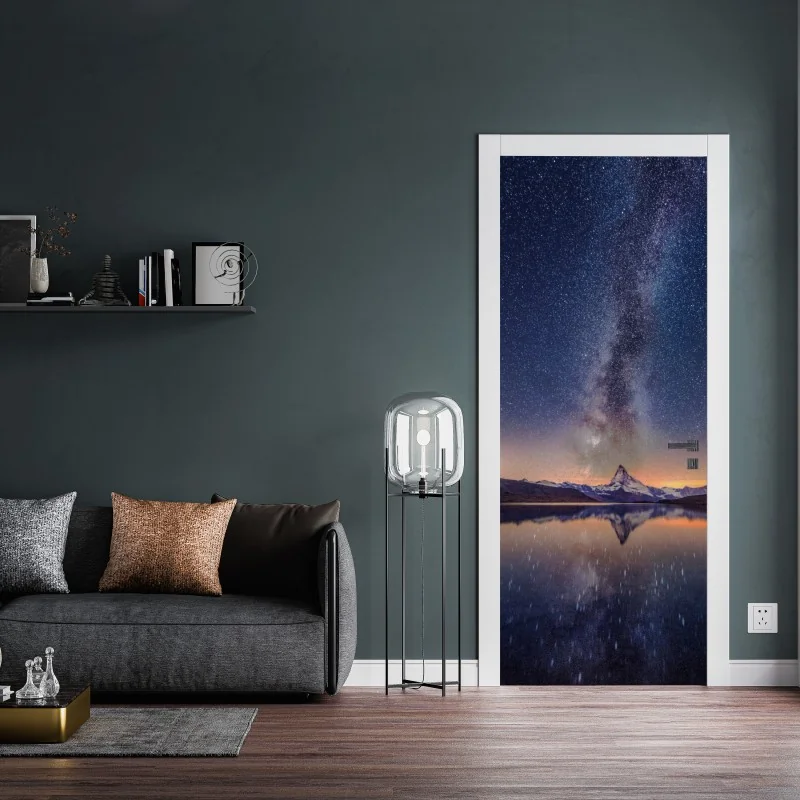 Naklejka na drzwi majestatyczne odbicie Alp przy Bachalpsee – Wallissimo®