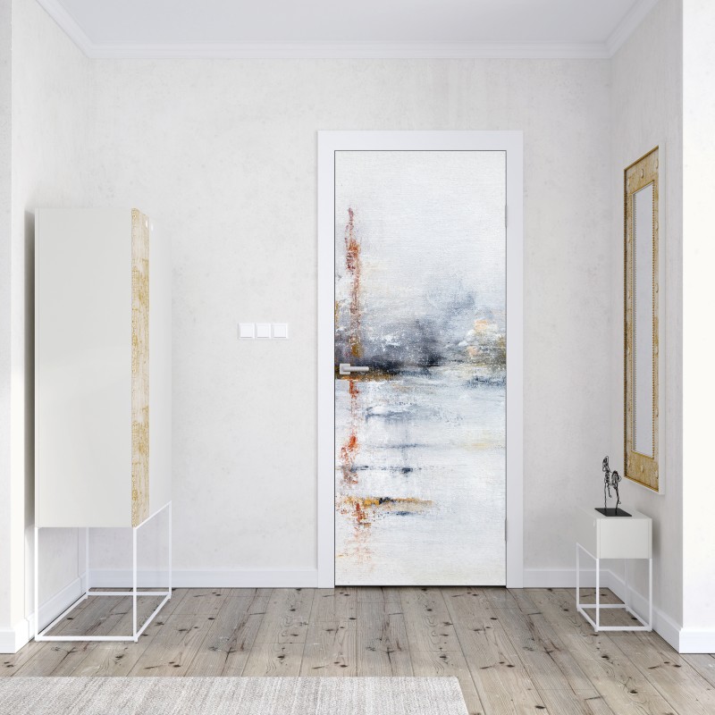 Naklejka na drzwi spokojny abstrakcyjny krajobraz w delikatnych tonach – Wallissimo® Naklejka na drzwi spokojny abstrakcyjny krajobraz w delikatnych tonach – Wallissimo®