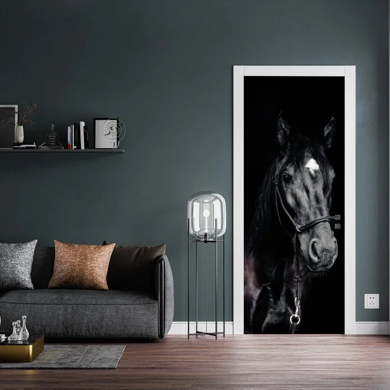 Naklejka na drzwi czarny marmur marquina do nowoczesnych wnętrz – Wallissimo®