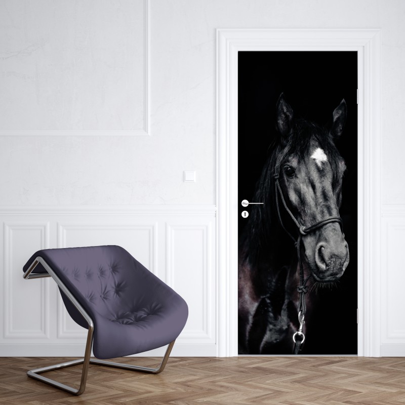 Naklejka na drzwi majestatyczny portret konia – Wallissimo® Naklejka na drzwi majestatyczny portret konia – Wallissimo®