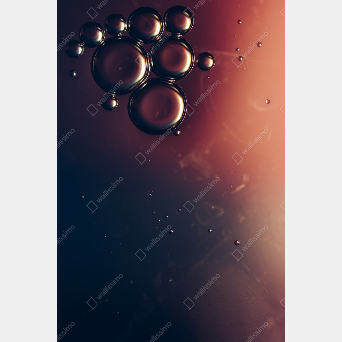 Naklejka na drzwi unoszące się pęcherzyki oleju na głębokim gradiencie – Wallissimo® Naklejka na drzwi unoszące się pęcherzyki oleju na głębokim gradiencie – Wallissimo®