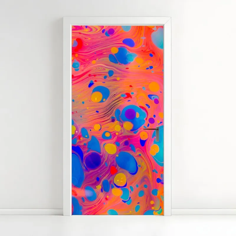 Naklejka na drzwi otomańskie ebru marmurkowe fale