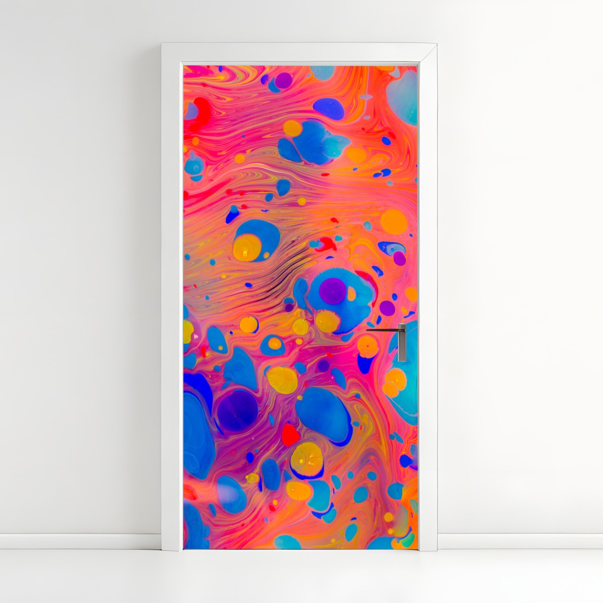 Door sticker ottoman ebru marbling abstract waves – Wallissimo®