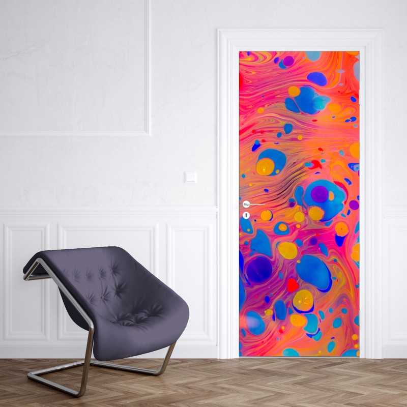 Naklejka na drzwi otomańskie ebru marmurkowe fale – Wallissimo® Naklejka na drzwi otomańskie ebru marmurkowe fale – Wallissimo®