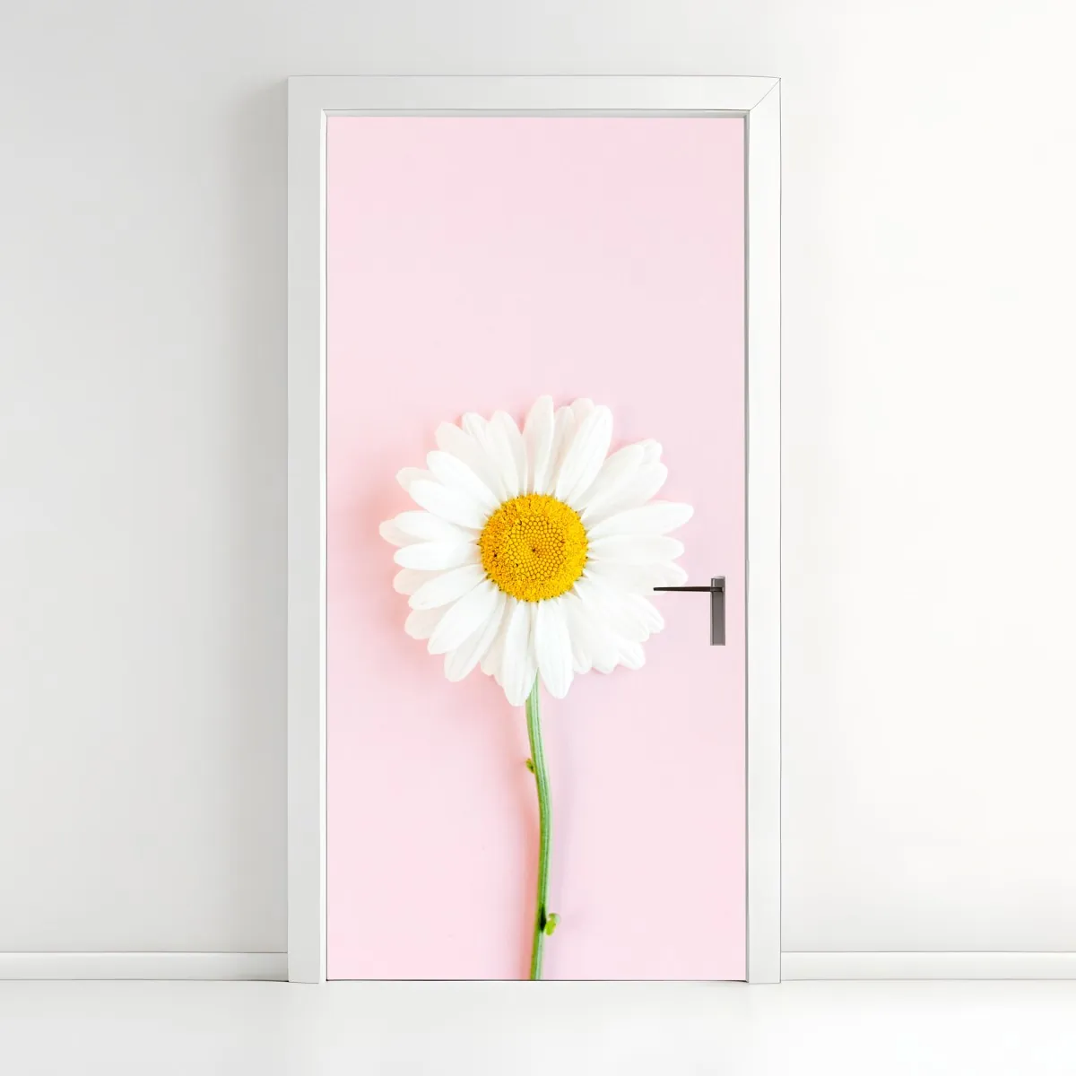 Naklejka na drzwi biała stokrotka na pastelowym różowym tle – Wallissimo® Naklejka na drzwi biała stokrotka na pastelowym różowym tle – Wallissimo®