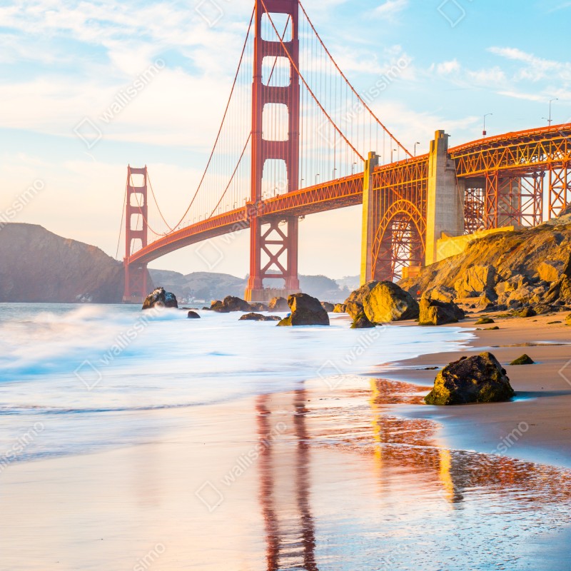 Naklejka na drzwi złota godzina przy moście Golden Gate, Baker Beach – Wallissimo® Naklejka na drzwi złota godzina przy moście Golden Gate, Baker Beach – Wallissimo®