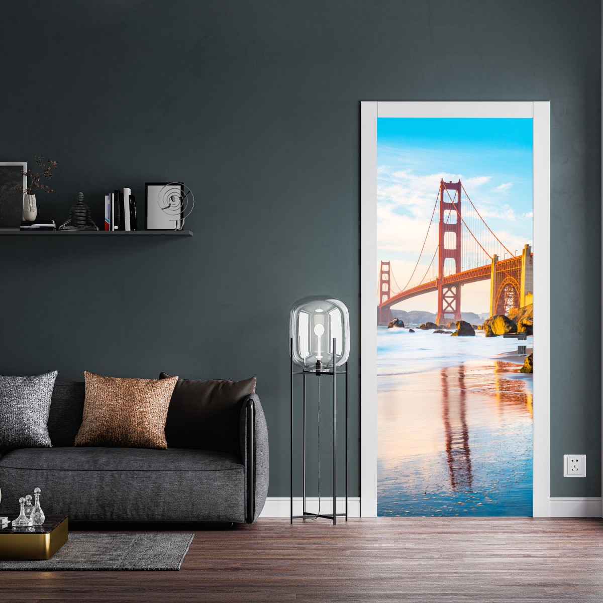 Naklejka na drzwi złota godzina przy moście Golden Gate, Baker Beach – Wallissimo® Naklejka na drzwi złota godzina przy moście Golden Gate, Baker Beach – Wallissimo®