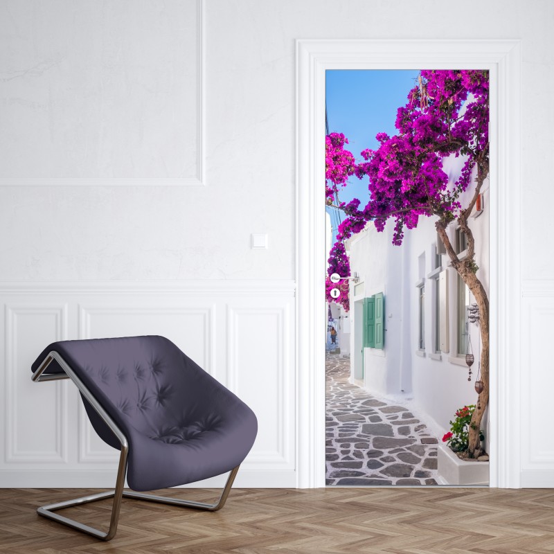 Naklejka na drzwi vintage wzór botaniczny z piwoniami – Wallissimo®