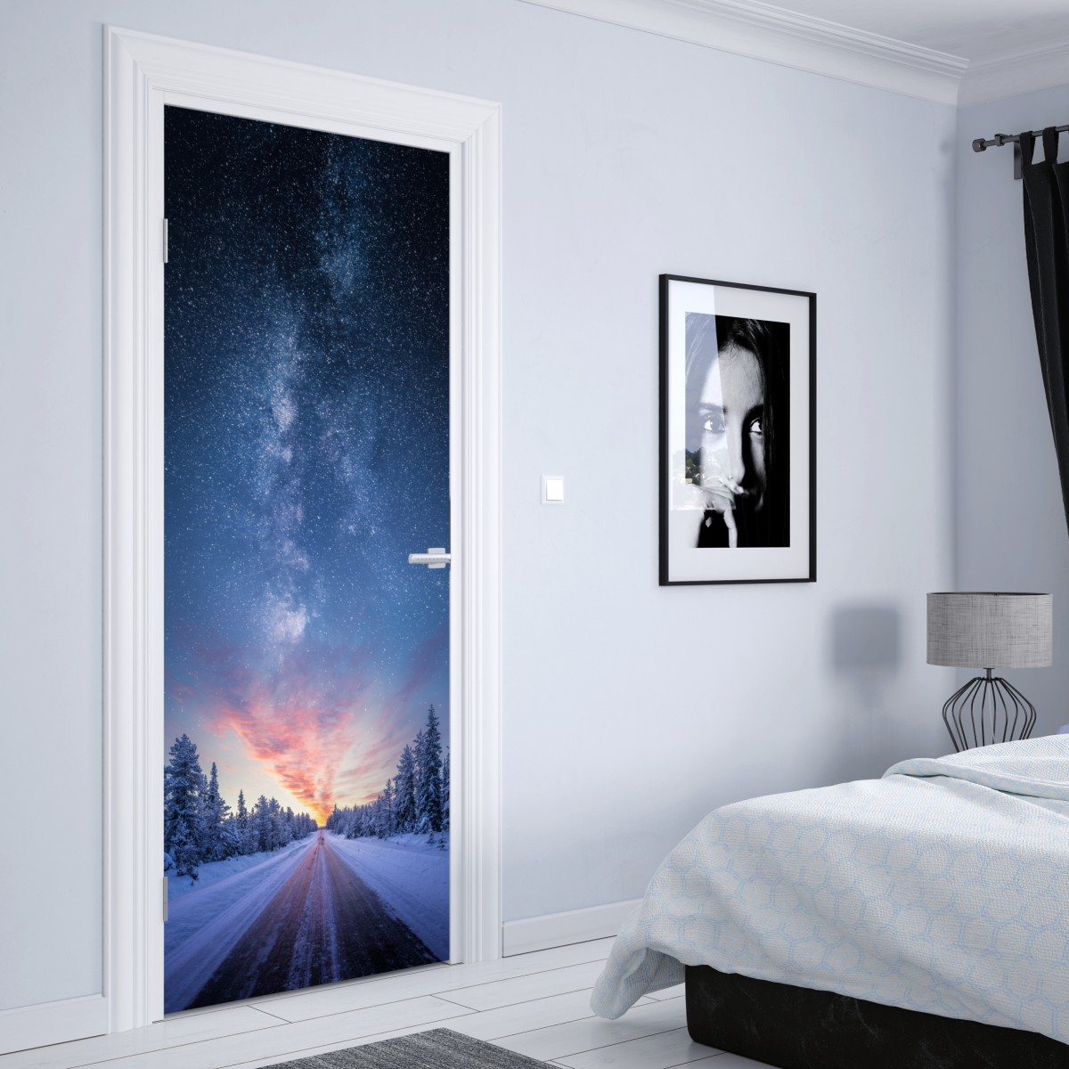 Naklejka na drzwi droga do mlecznej drogi o wschodzie słońca – Wallissimo® Naklejka na drzwi droga do mlecznej drogi o wschodzie słońca – Wallissimo®