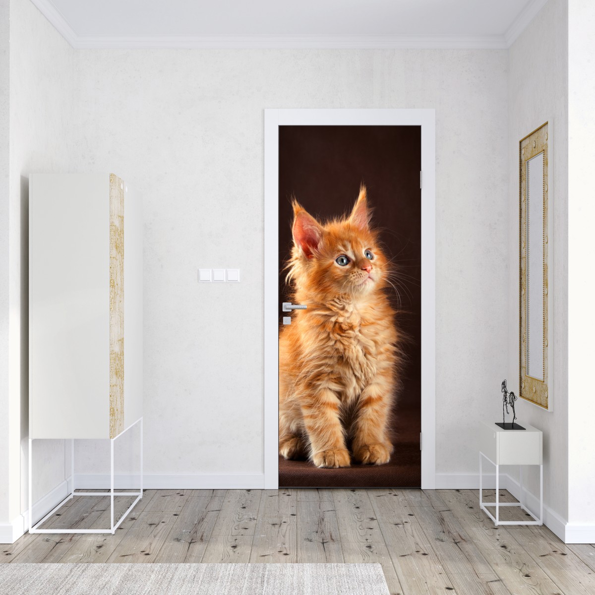 Naklejka na drzwi uroczy rudy kociak w portrecie – Wallissimo® Naklejka na drzwi uroczy rudy kociak w portrecie – Wallissimo®
