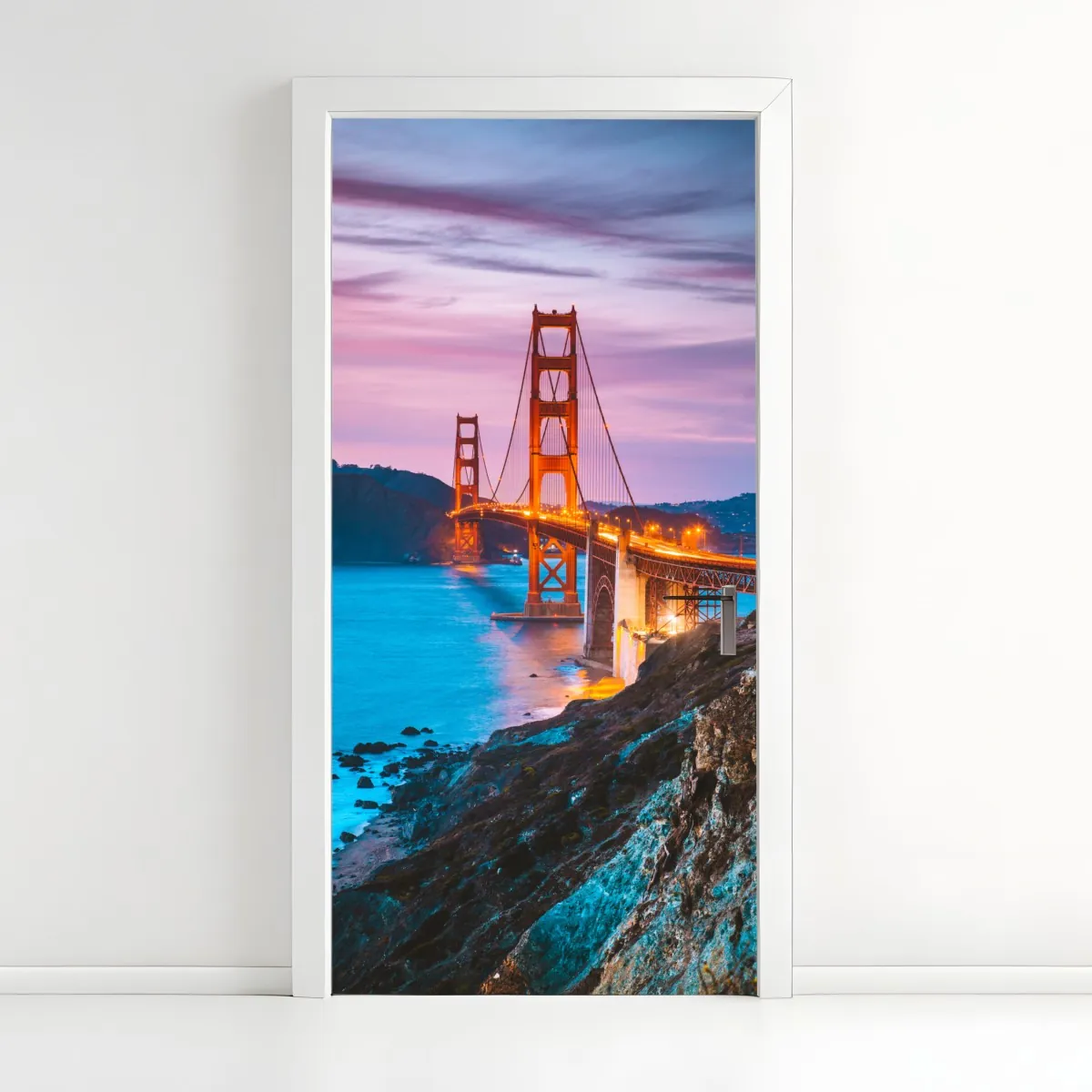 Naklejka na drzwi most Golden Gate o zmierzchu, San Francisco – Wallissimo® Naklejka na drzwi most Golden Gate o zmierzchu, San Francisco – Wallissimo®