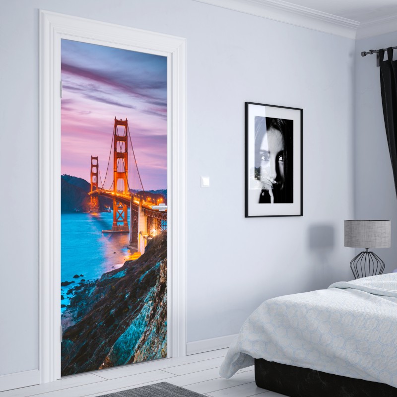 Naklejka na drzwi most Golden Gate o zmierzchu, San Francisco