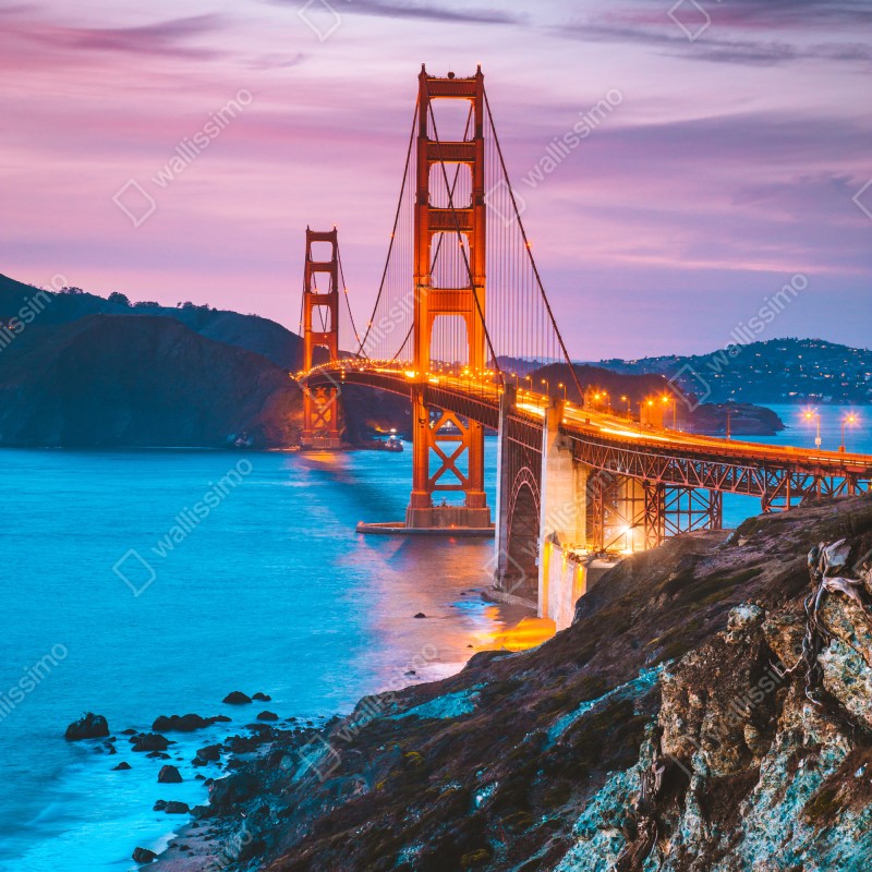Naklejka na drzwi most Golden Gate o zmierzchu, San Francisco – Wallissimo® Naklejka na drzwi most Golden Gate o zmierzchu, San Francisco – Wallissimo®